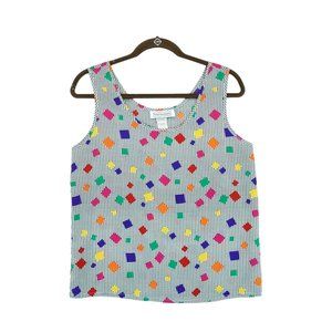 Vintage Impressions of California Plaid/Colored Squares Tank‎ Top Size Medium